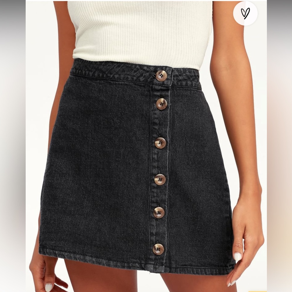 Black jean mini skirt